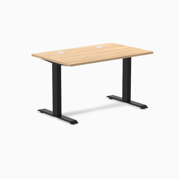 Desky Zero Laminate Office Desk, Sublime Teak desktop, Matte Black frame