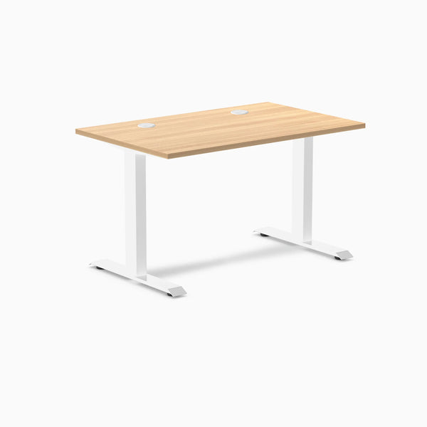 Desky Zero Laminate Office Desk, Sublime Teak desktop, White frame