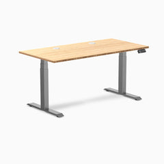 Desky Dual Bamboo Sit Stand Desk, Bamboo desktop, Space Grey frame