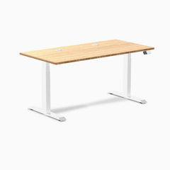 Desky Dual Bamboo Sit Stand Desk, Bamboo desktop, White frame