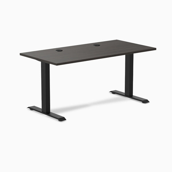 Desky Zero Laminate Office Desk, Burnished Wood desktop, Matte Black frame