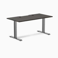 Desky Zero Scalloped Laminate Office Desk, Burnished Wood desktop, Space Grey frame