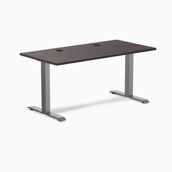 Desky Zero Laminate Office Desk, Burnished Wood desktop, Space Grey frame