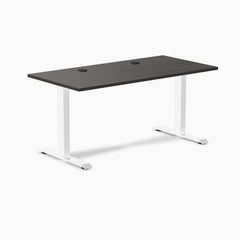 Desky Zero Laminate Office Desk, Burnished Wood desktop, White frame