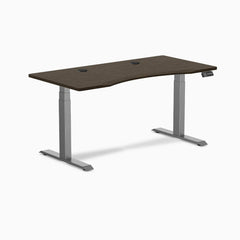 Desky Dual Ergo Edge Sit Stand Desk, Dark Bamboo desktop, Space Grey frame