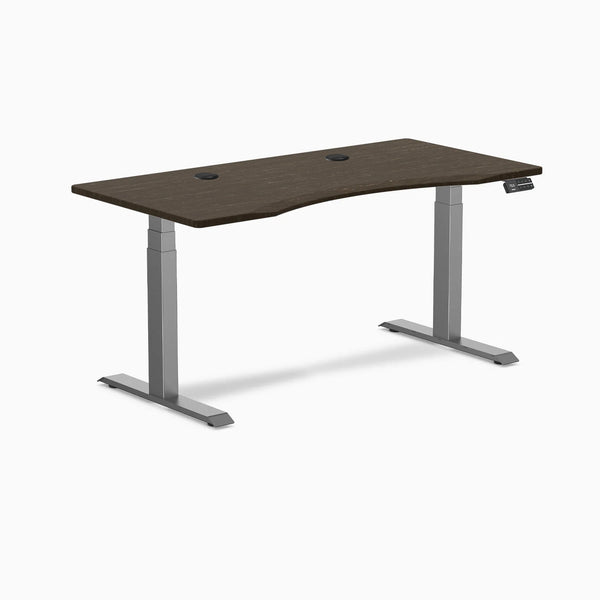 Desky Dual Ergo Edge Sit Stand Desk, Dark Bamboo desktop, Space Grey frame