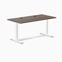 Desky Zero Laminate Office Desk, Jarrah Legno desktop, White frame