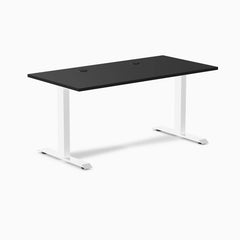 Desky Zero Laminate Office Desk, Black desktop, White frame