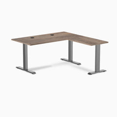 Desky Zero Laminate L-Shape Office Desk, Natural Walnut desktop, Space Grey frame