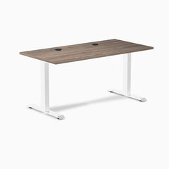 Desky Zero Laminate Office Desk, Natural Walnut desktop, White frame