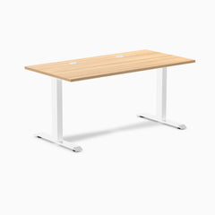Desky Zero Laminate Office Desk, Sublime Teak desktop, White frame