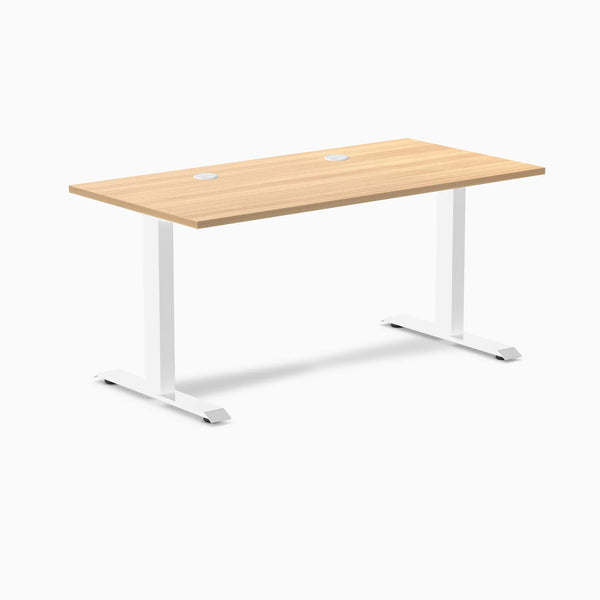 Desky Zero Laminate Office Desk, Sublime Teak desktop, White frame