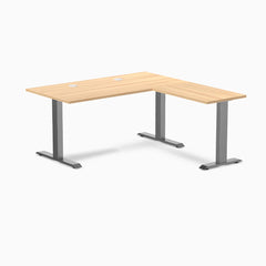 Desky Zero Laminate L-Shape Office Desk, Sublime Teak desktop, Space Grey frame