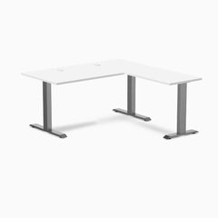 Desky Zero Laminate L-Shape Office Desk, White desktop, Space Grey frame