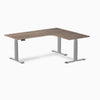 Desky L-shape standing desk natural walnut with space grey legs