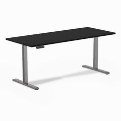 Desky Single Sit Stand Gaming Desk, Black desktop, Space Grey frame