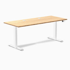 Desky Dual Bamboo Sit Stand Desk, Bamboo desktop, White frame