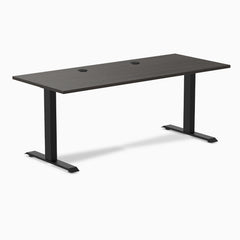 Desky Zero Laminate Office Desk, Burnished Wood desktop, Matte Black frame