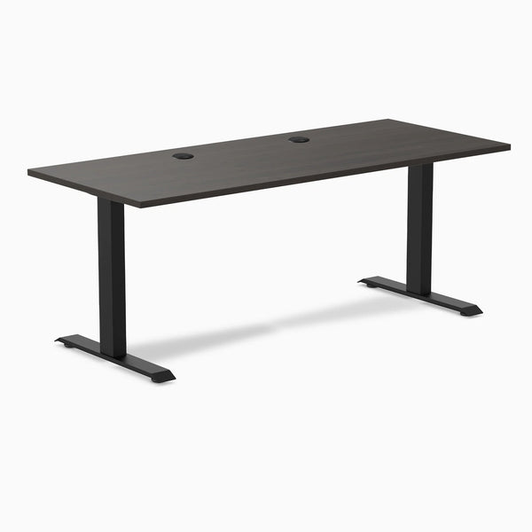 Desky Zero Laminate Office Desk, Burnished Wood desktop, Matte Black frame