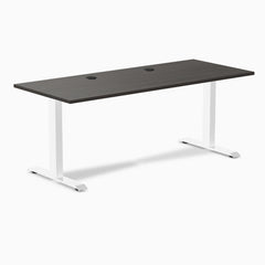 Desky Zero Laminate Office Desk, Burnished Wood desktop, White frame