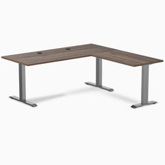 Desky Zero Laminate L-Shape Office Desk, Jarrah Legno desktop, Space Grey frame
