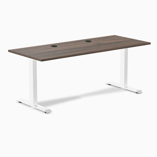 Desky Zero Laminate Office Desk, Jarrah Legno desktop, White frame