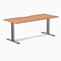 Desky Zero Scalloped Laminate Office Desk, Prime Oak desktop, Space Grey frame
