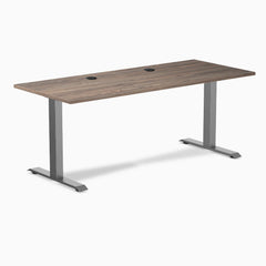 Desky Zero Laminate Office Desk, Natural Walnut desktop, Space Grey frame