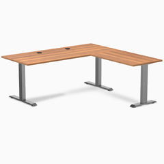 Desky Zero Laminate L-Shape Office Desk, Prime Oak desktop, Space Grey frame