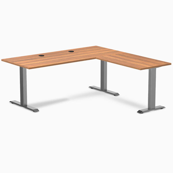 Desky Zero Laminate L-Shape Office Desk, Prime Oak desktop, Space Grey frame