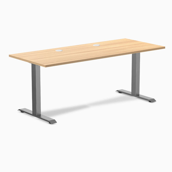 Desky Zero Laminate Office Desk, Sublime Teak desktop, Space Grey frame