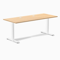 Desky Zero Laminate Office Desk, Sublime Teak desktop, White frame