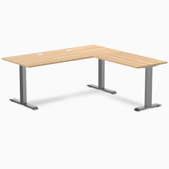 Desky Zero Laminate L-Shape Office Desk, Sublime Teak desktop, Space Grey frame