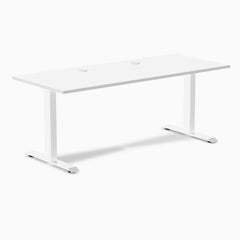 Desky Zero Laminate Office Desk, White desktop, White frame