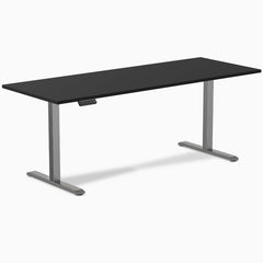 Desky Single Sit Stand Gaming Desk, Black desktop, Space Grey frame