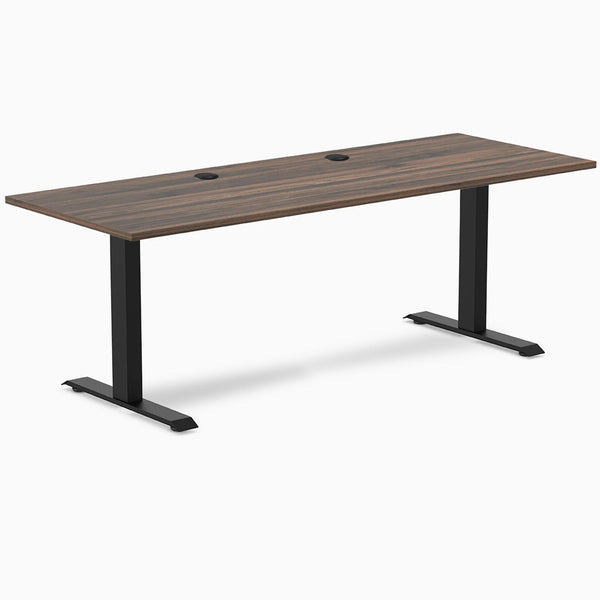 Desky Zero Laminate Office Desk, Jarrah Legno desktop, Matte Black frame