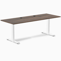 Desky Zero Laminate Office Desk, Jarrah Legno desktop, White frame