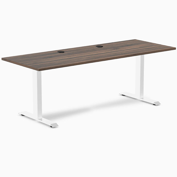 Desky Zero Laminate Office Desk, Jarrah Legno desktop, White frame