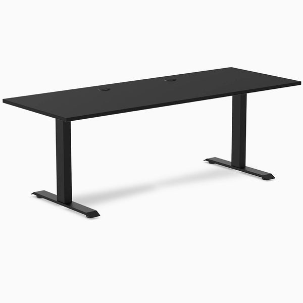Desky Zero Laminate Office Desk, Black desktop, Matte Black frame