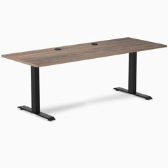 Desky Zero Laminate Office Desk, Natural Walnut desktop, Matte Black frame