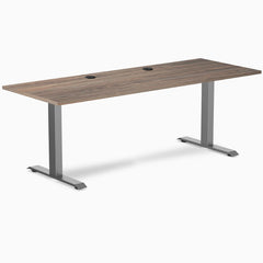 Desky Zero Laminate Office Desk, Natural Walnut desktop, Space Grey frame