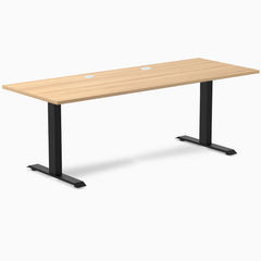 Desky Zero Laminate Office Desk, Sublime Teak desktop, Matte Black frame
