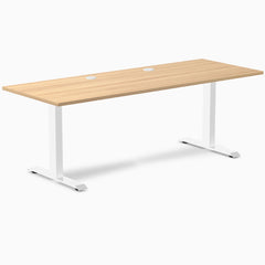 Desky Zero Laminate Office Desk, Sublime Teak desktop, White frame