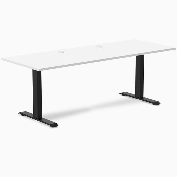 Desky Zero Laminate Office Desk, White desktop, Matte Black frame