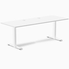 Desky Zero Laminate Office Desk, White desktop, White frame