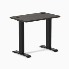 Desky Zero Mini Office Desk, Burnished Wood desktop, Matte Black frame