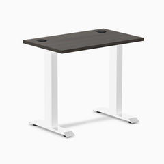 Desky Zero Mini Office Desk, Burnished Wood desktop, White frame