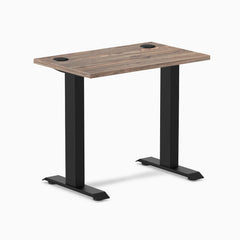 Desky Zero Mini Office Desk, Natural Walnut desktop, Matte Black frame