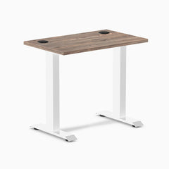Desky Zero Mini Office Desk, Natural Walnut desktop, White frame