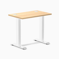 Desky Zero Mini Office Desk, Sublime Teak desktop, White frame